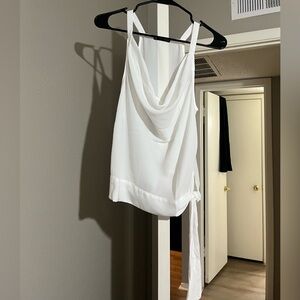 Chic White Women's Camisole with Draped Neckline